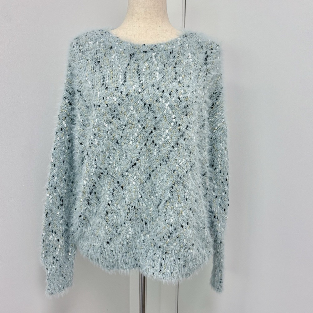 Anthropologie Oliver.O Eyelash Knit Sweater Shaggy Fuzzy Fairycore Coquette Sz L
